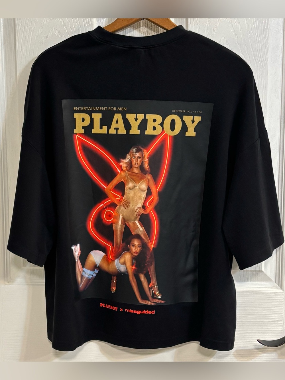 Playboy x Missguided Women’s Oversized Retro Magazine Graphic T Shirt Size M